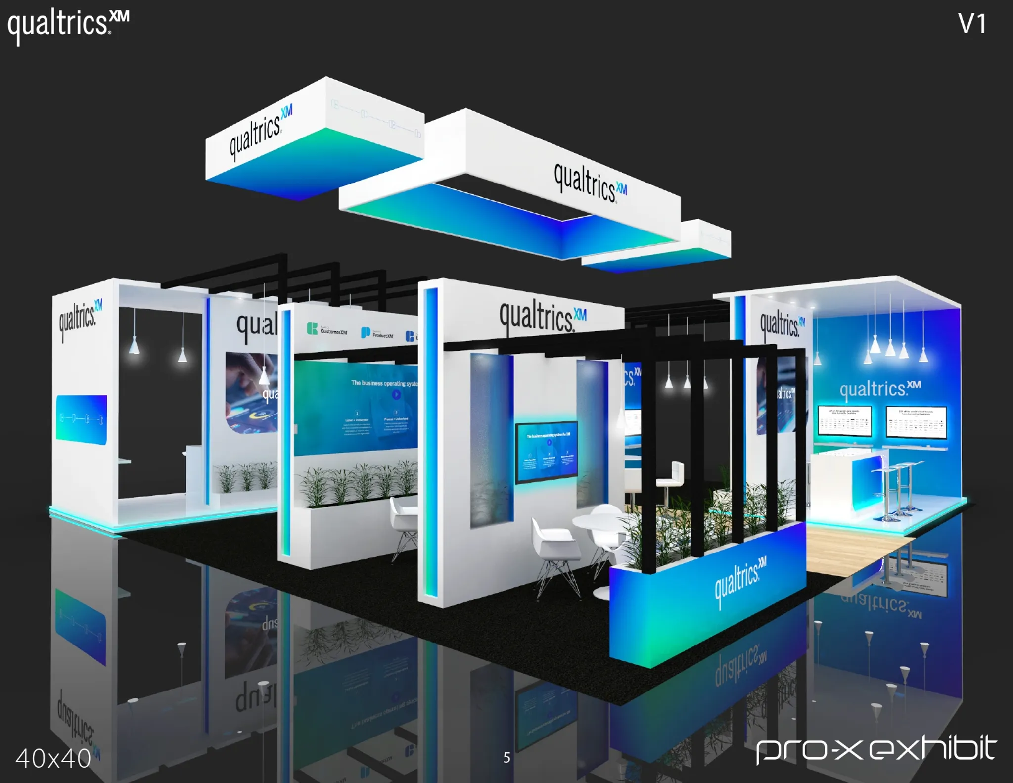 40x40 Island booth design by Pro-X Exhibits